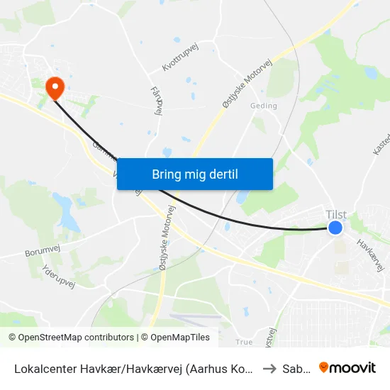 Lokalcenter Havkær/Havkærvej (Aarhus Kom) to Sabro map