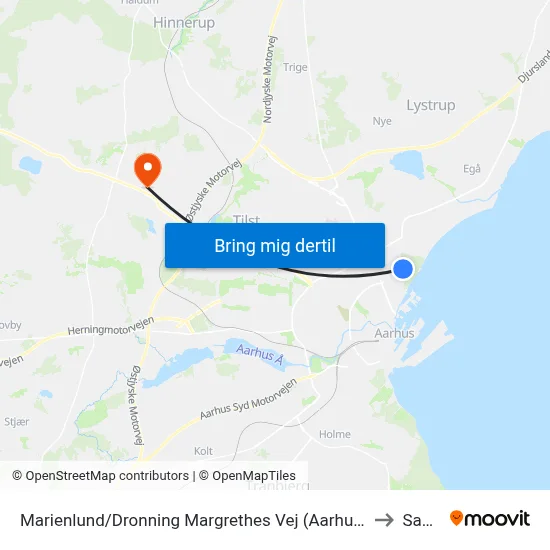 Marienlund/Dronning Margrethes Vej (Aarhus Kom) to Sabro map
