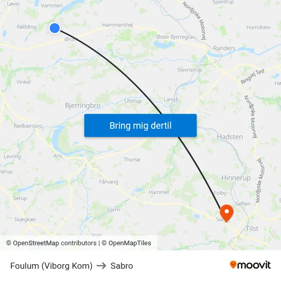 Foulum (Viborg Kom) to Sabro map