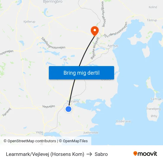 Learnmark/Vejlevej (Horsens Kom) to Sabro map