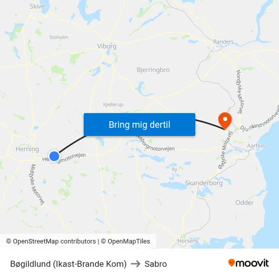 Bøgildlund (Ikast-Brande Kom) to Sabro map