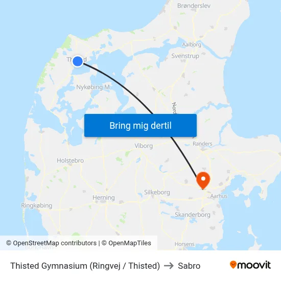 Thisted Gymnasium (Ringvej / Thisted) to Sabro map
