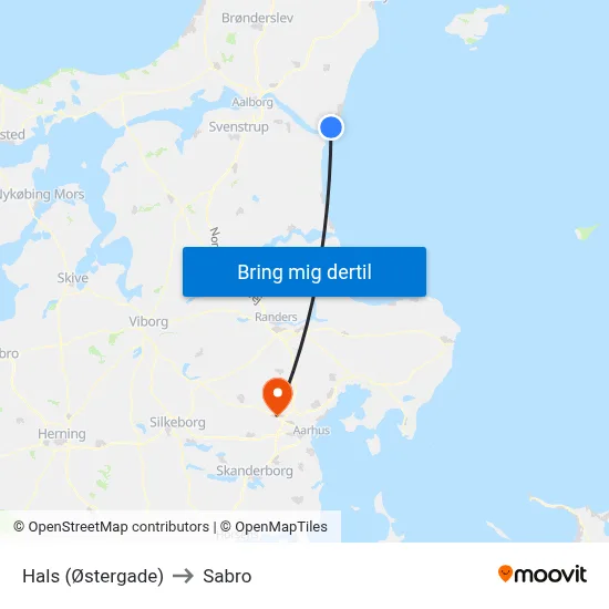 Hals (Østergade) to Sabro map