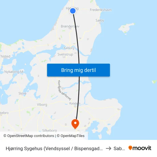 Hjørring Sygehus (Vendsyssel / Bispensgade) to Sabro map