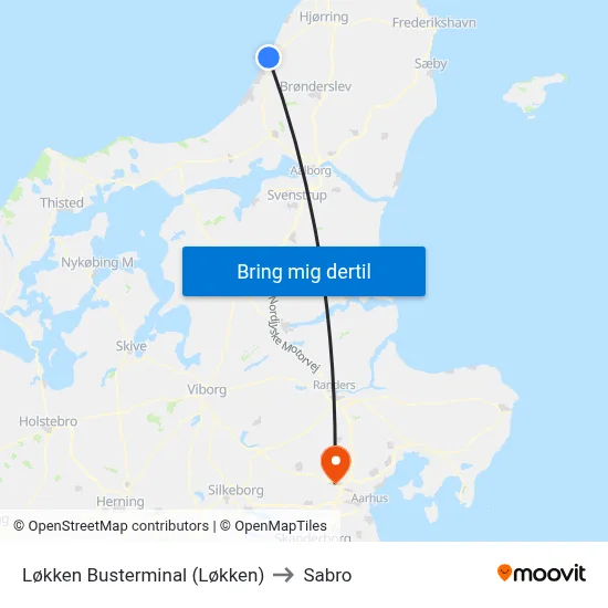 Løkken Busterminal (Løkken) to Sabro map