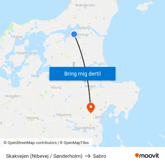 Skakvejen (Nibevej / Sønderholm) to Sabro map