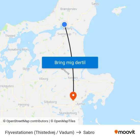 Flyvestationen (Thistedvej / Vadum) to Sabro map