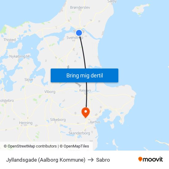 Jyllandsgade (Aalborg Kommune) to Sabro map