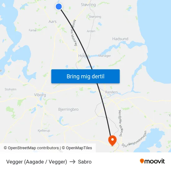 Vegger (Aagade / Vegger) to Sabro map