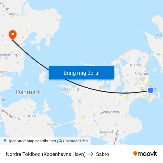 Nordre Toldbod (Københavns Havn) to Sabro map
