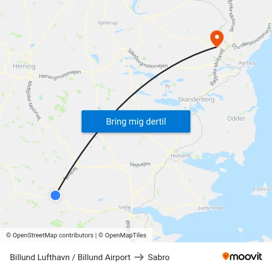 Billund Lufthavn / Billund Airport to Sabro map