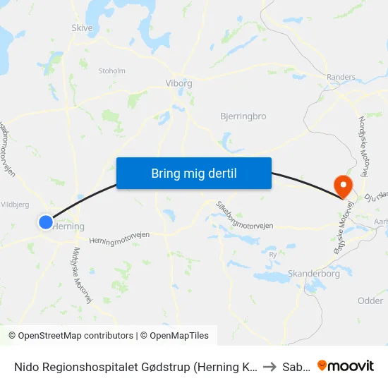 Nido Regionshospitalet Gødstrup (Herning Kom) to Sabro map