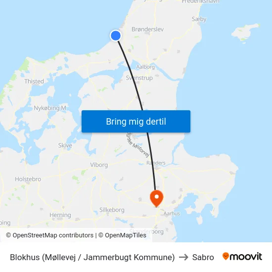 Blokhus (Møllevej / Jammerbugt Kommune) to Sabro map