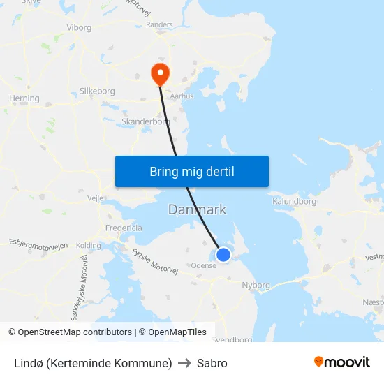 Lindø (Kerteminde Kommune) to Sabro map