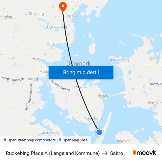 Rudkøbing Plads A (Langeland Kommune) to Sabro map