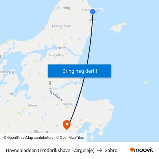 Havnepladsen (Frederikshavn Færgeleje) to Sabro map