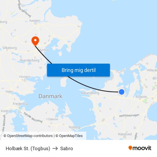 Holbæk St. (Togbus) to Sabro map