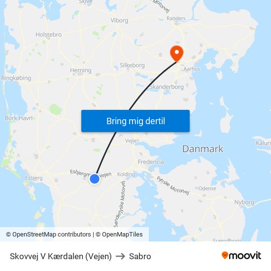 Skovvej V Kærdalen (Vejen) to Sabro map