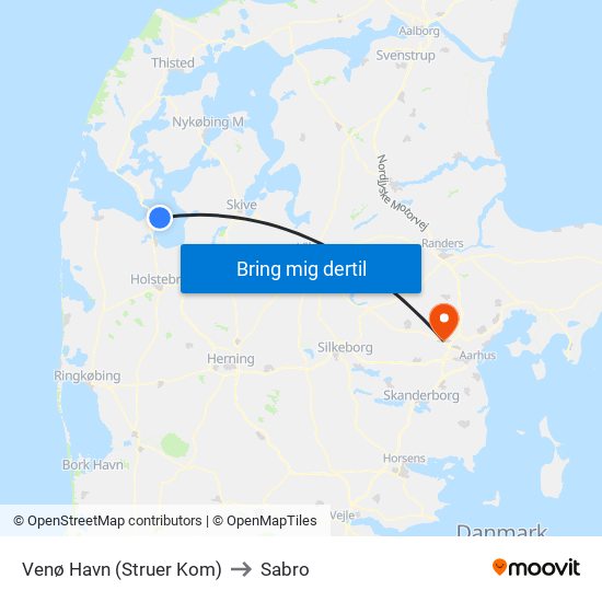 Venø Havn (Struer Kom) to Sabro map