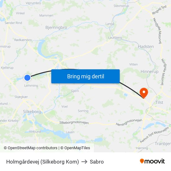 Holmgårdevej (Silkeborg Kom) to Sabro map