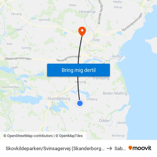Skovkildeparken/Svinsagervej (Skanderborg Kom) to Sabro map