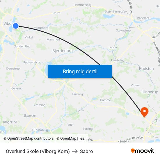 Overlund Skole (Viborg Kom) to Sabro map