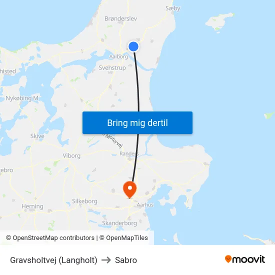 Gravsholtvej (Langholt) to Sabro map