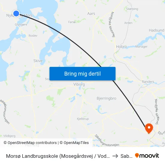 Morsø Landbrugsskole (Mosegårdsvej / Vodstrup) to Sabro map