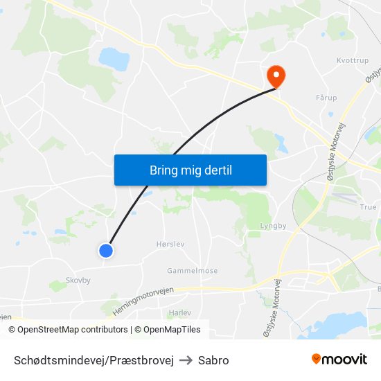 Schødtsmindevej/Præstbrovej to Sabro map