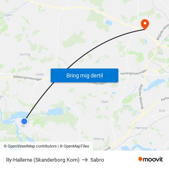 Ry-Hallerne (Skanderborg Kom) to Sabro map