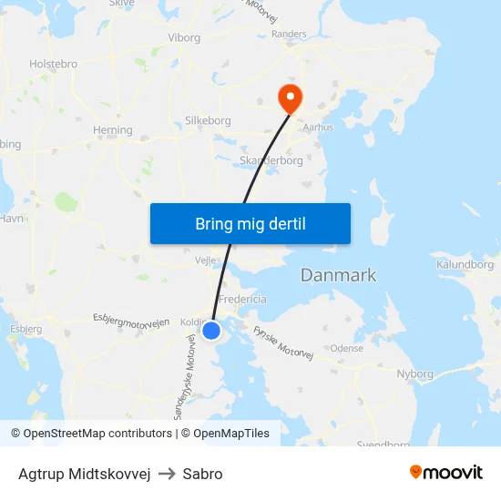 Agtrup Midtskovvej to Sabro map