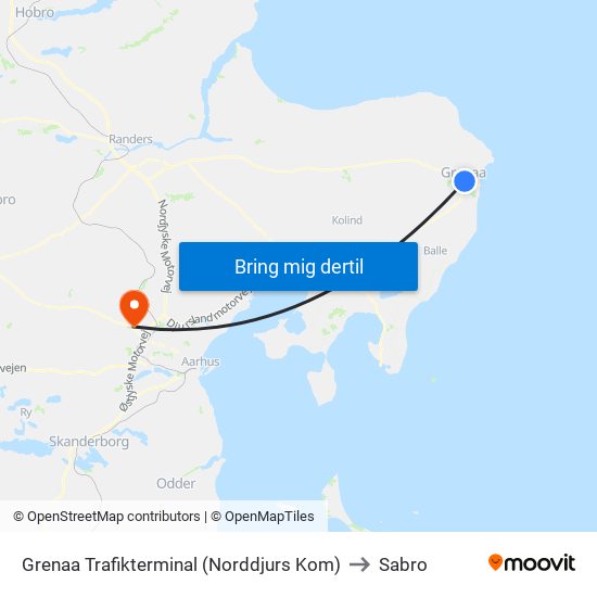 Grenaa Trafikterminal (Norddjurs Kom) to Sabro map