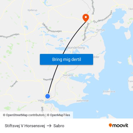 Stiftsvej V Horsensvej to Sabro map
