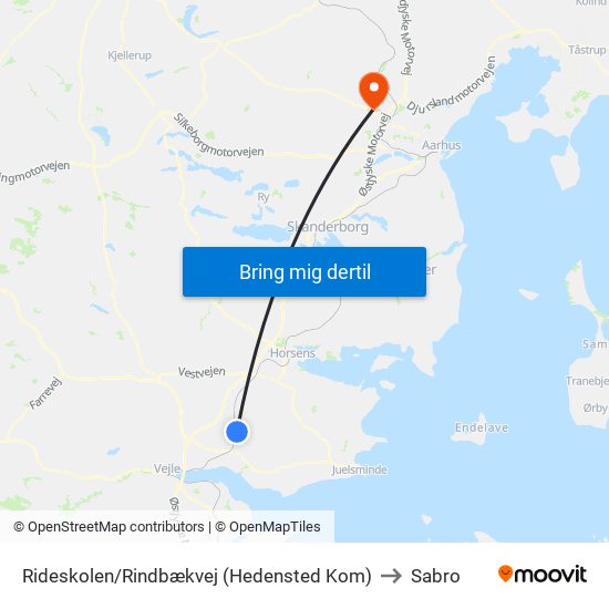 Rideskolen/Rindbækvej (Hedensted Kom) to Sabro map