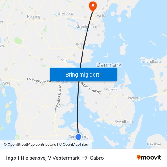 Ingolf Nielsensvej V Vestermark to Sabro map