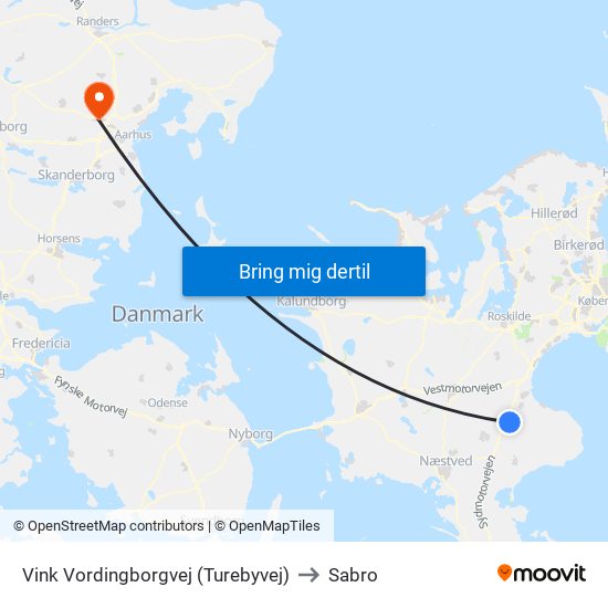 Vink Vordingborgvej (Turebyvej) to Sabro map