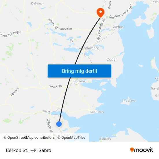 Børkop St. to Sabro map