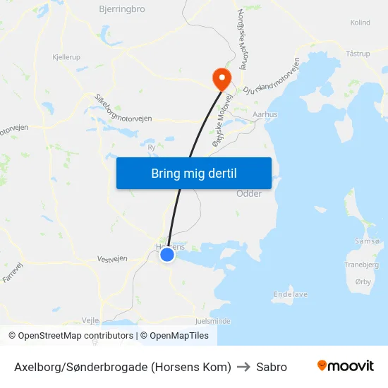 Axelborg/Sønderbrogade (Horsens Kom) to Sabro map