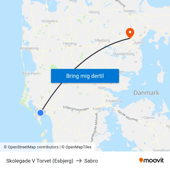 Skolegade V Torvet (Esbjerg) to Sabro map
