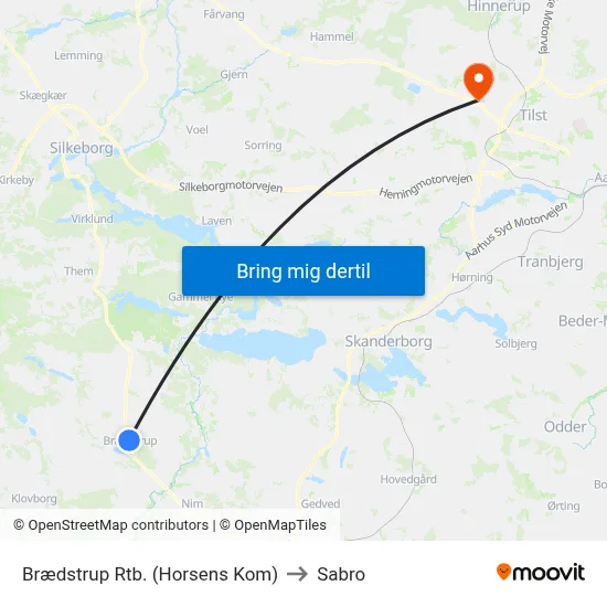 Brædstrup Rtb. (Horsens Kom) to Sabro map