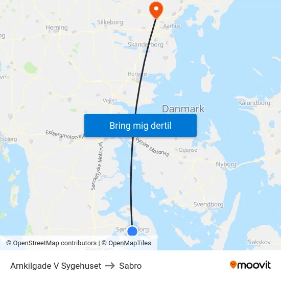 Arnkilgade V Sygehuset to Sabro map