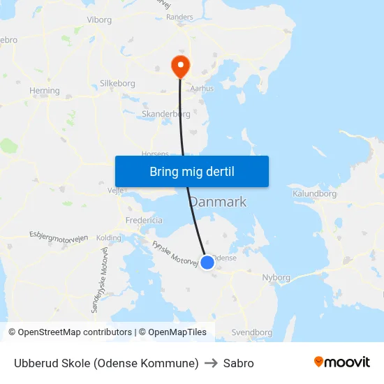 Ubberud Skole (Odense Kommune) to Sabro map