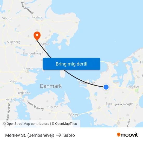 Mørkøv St. (Jernbanevej) to Sabro map