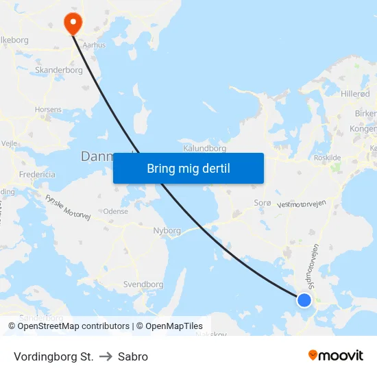 Vordingborg St. to Sabro map