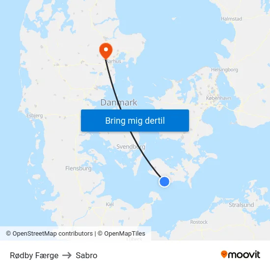 Rødby Færge to Sabro map