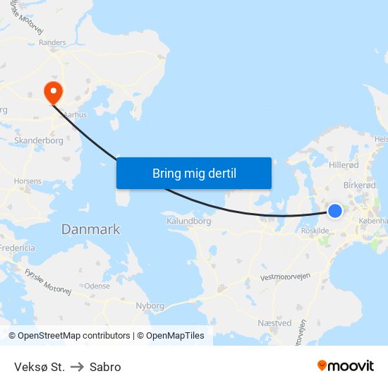 Veksø St. to Sabro map