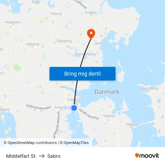 Middelfart St. to Sabro map