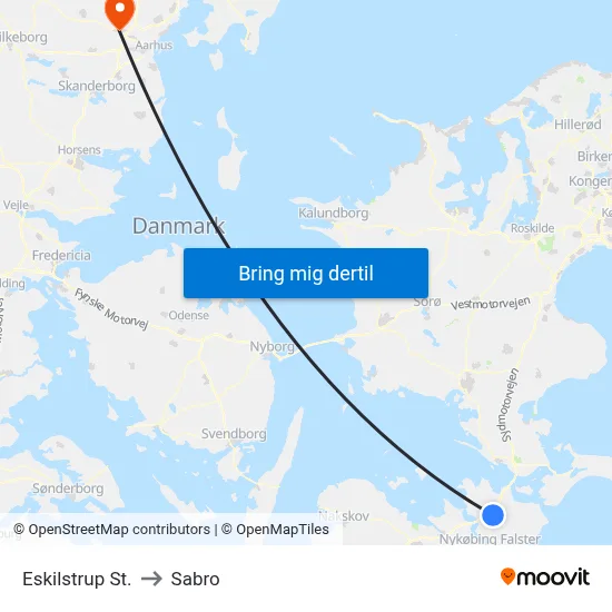 Eskilstrup St. to Sabro map