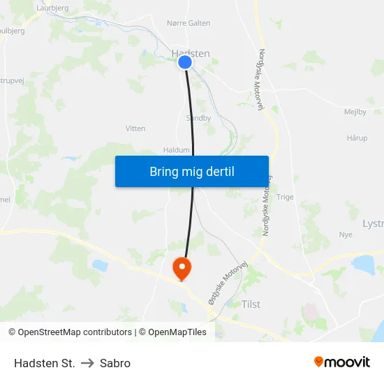 Hadsten St. to Sabro map