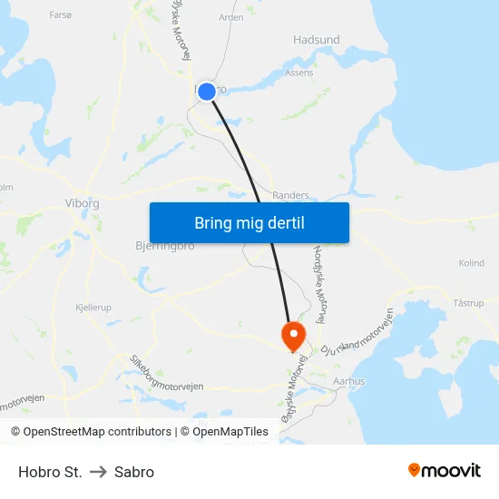 Hobro St. to Sabro map